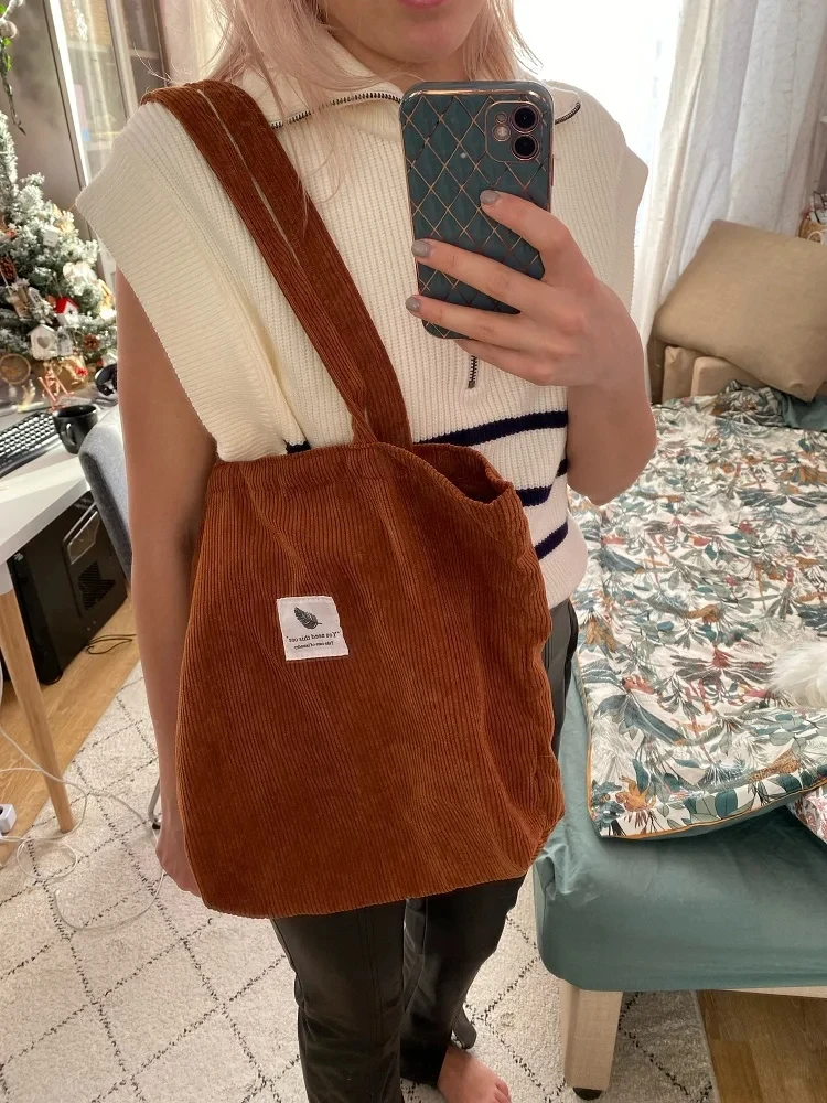 JIOMAY 2025 Damen Cord-Shopper-Tasche Stilvolle Tragetasche - Langlebige Casual Große Einkaufstasche mit Hoher Kapazität Perfekt für den Täglichen Gebrauch – Detail 29