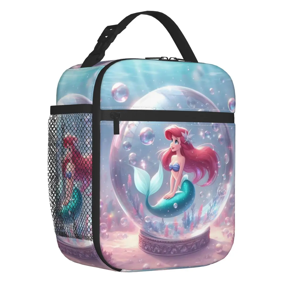 

Custom The Little Mermaid Insulated Lunch Bag for Women Waterproof Kawaii Princess Cooler Thermal Lunch Box School Children