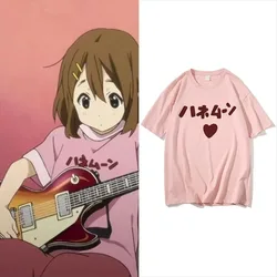 Japanese Manga Loose T-shirt Summer Men Women Print Cotton T-shirt Funny Cute Anime K-ON Hirasawa Yui Akiyama Mio Same Style