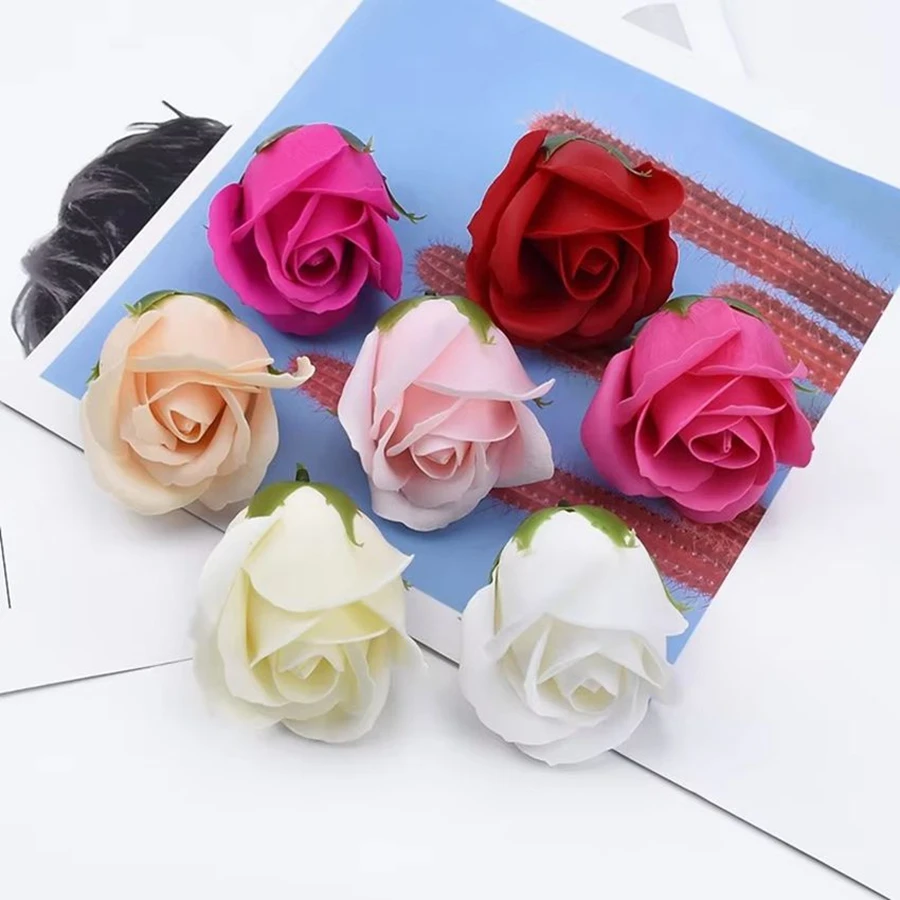 

10pcs Soap Rose Flower Wedding Wall Home Garden wreath Decor Holiday Party Diy Gift box Bride bouquet Wrist Flower Ornaments