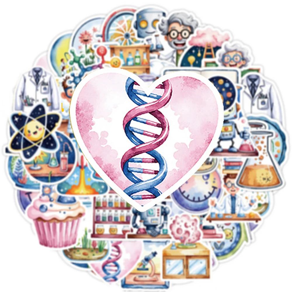 10/30/50pcs Funny Cartoon Science Laboratory Stickers Decals DIY Guitar Notebook Phone Cute Waterproof Graffiti Sticker Toy Gift