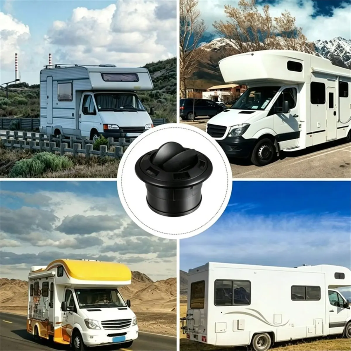 PHONE&GEAR Closeable Rotatable Air Outlet RV Air Conditioning Deflector Outlet Louvered Air Vent Exhaust Grille