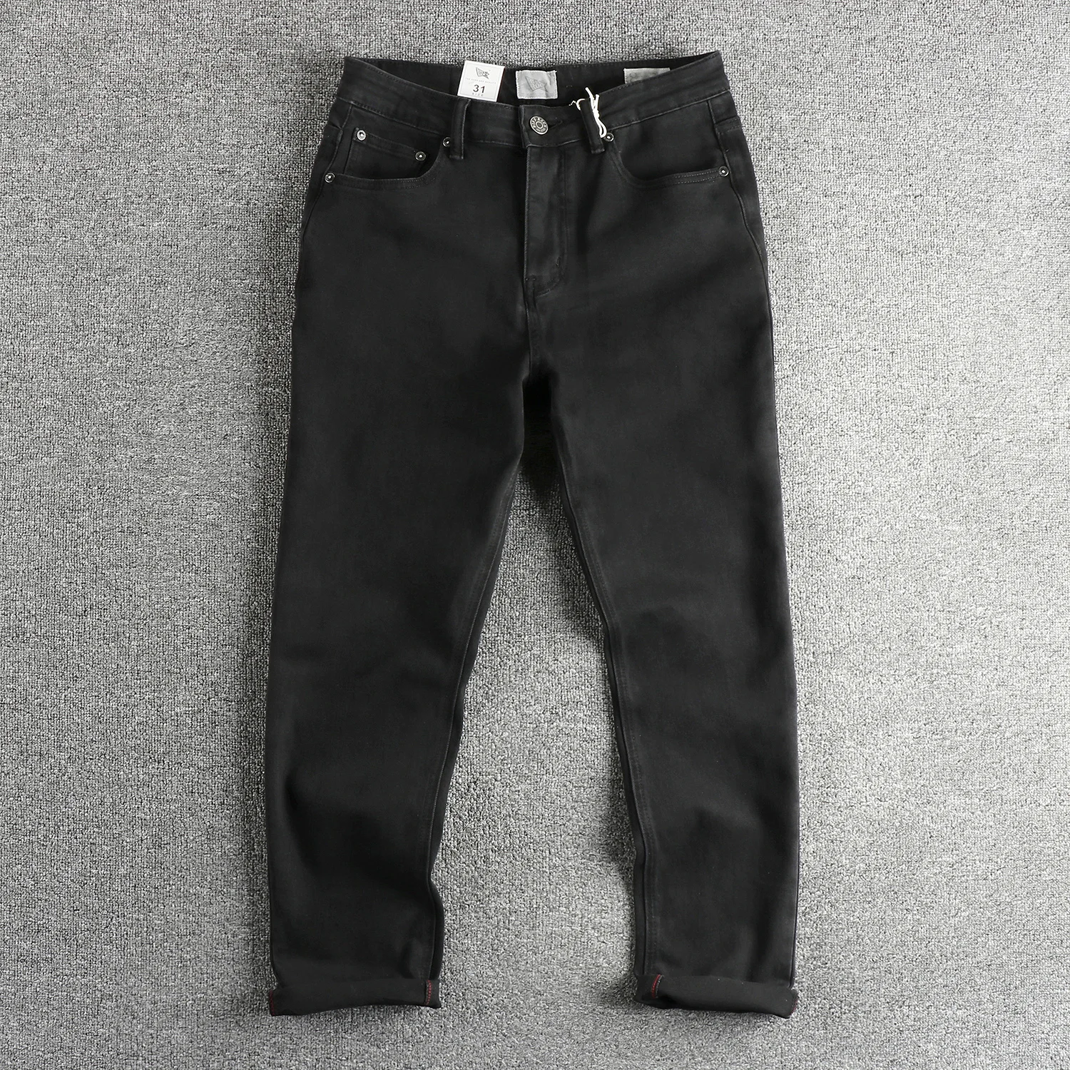 Order woven tannin fabric washed to make old jeans men's retro youth straight trousers