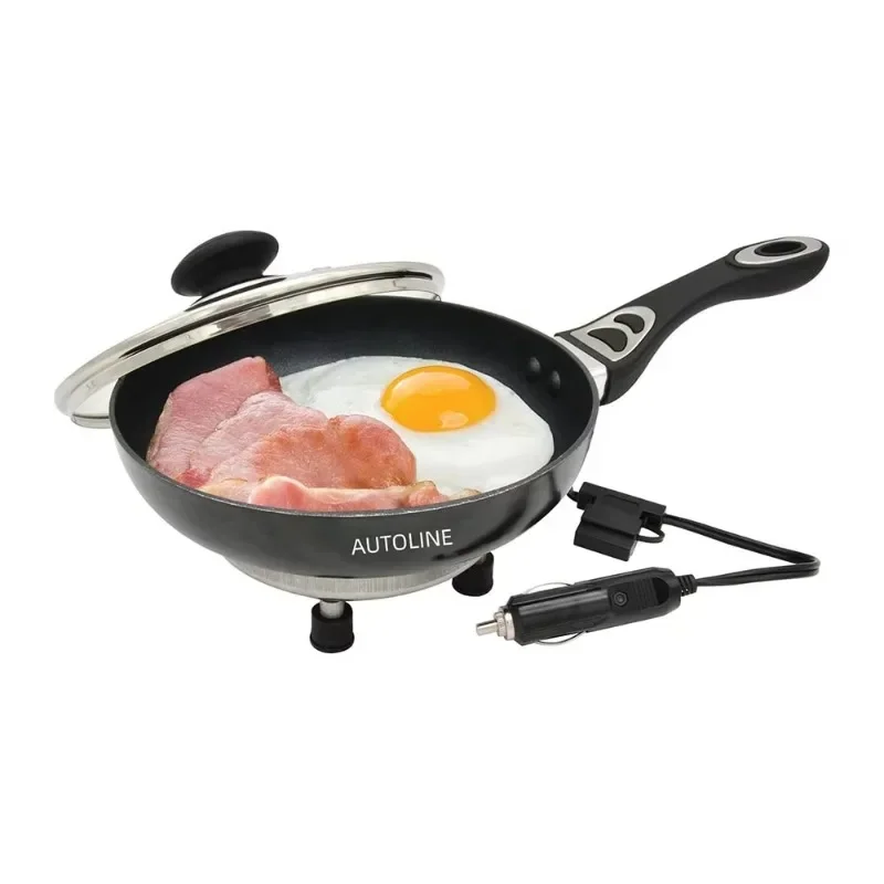 

Portable electric 12 volt travel aluminum car rice cooker frying pan non-stick surface