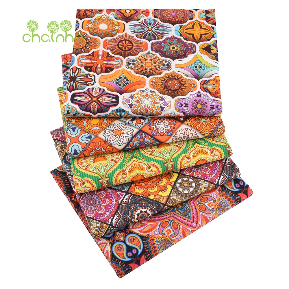 Chainho,Vintage Style Printed Plain-Weave Cotton Fabric,Patchwork Clothes For Handmade DIY Quilting & Sewing Bags,Toys Material