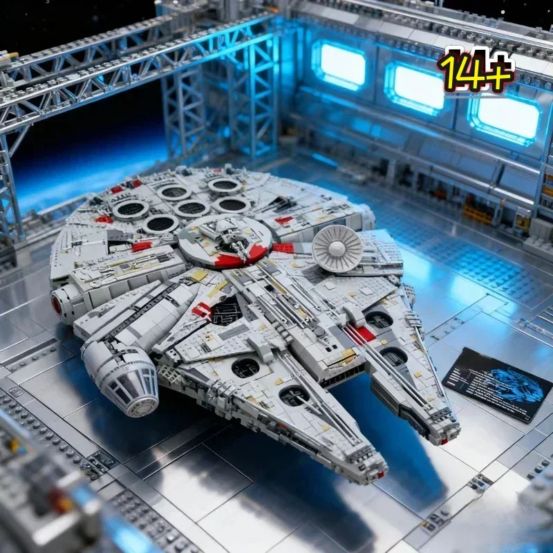 Set de Construcción Creativo de Star Wars de Bandai Creation 75192, Halcón Milenario Premium, Compatible con Ladrillos LEGO, para Todas las Edades