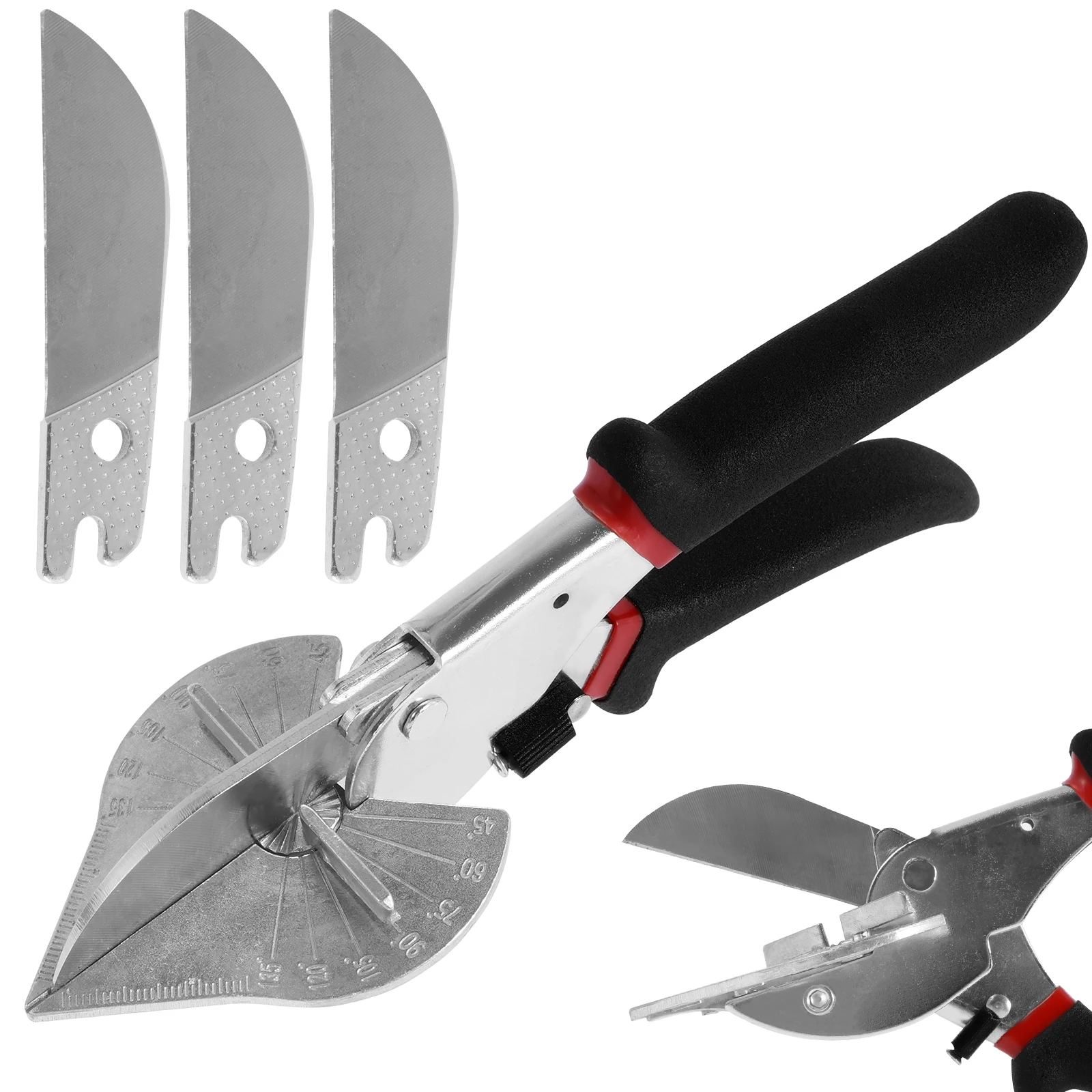 Cisailles à onglets multi-angles en alliage d'aluminium 45-135 °   Cisaille de précision pour la découpe de chaussures, outil manuel avec 2/3 lames et verrouillage de sécurité