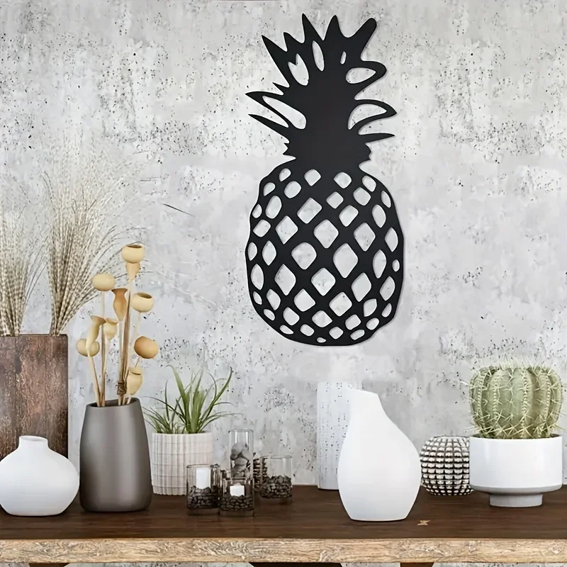 

Metal Pineapple Wall Hanging Decoration, Kitchen Bedroom Room Living Room Black Silhouette Wall Decor Art Hanging Decoration