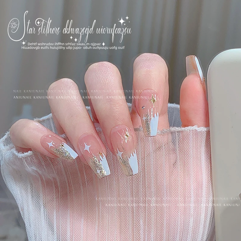 Kaniu 1Pcs Glitter Relief Metal Star Nail Stickers Laser Starlight Bronzing Nail Art Decals Self-Adhesive Manicure Decoration