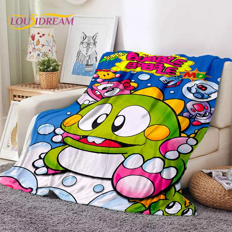 Cartoon Bubble Bobble Puzzle Bobble Retro Game Soft Blankets,Throw Blanket Comfortable Blanket for Picnic Beds Home Bedroom Kids