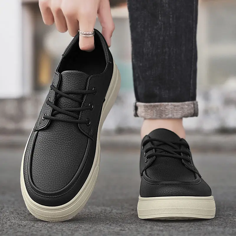 

Мягкая дышащая кожаная обувь на платформе для мужчин, низкая цена, элегантная дизайнерская классическая оригинальная трендовая летняя мужская повседневная обувь 2025 года