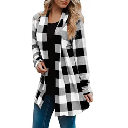 Autumn New Arrival 2024 Long Tops Flannel Plaid Shirt Women Plus Size Button Up Shirts Long Sleeve Casual Loose Cotton Cardigan