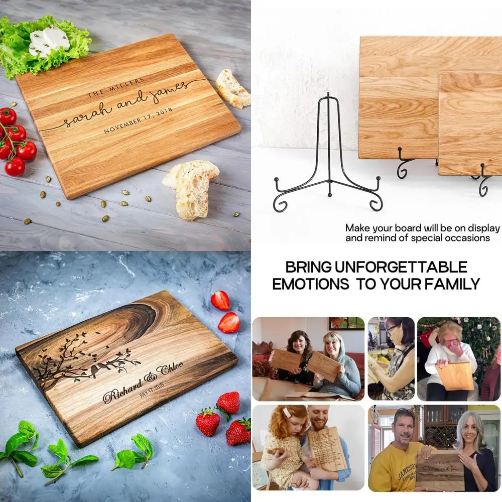 

handcrafted oak wood cutting board with custom family name engraving - 8x12 inches - perfect for special occasions