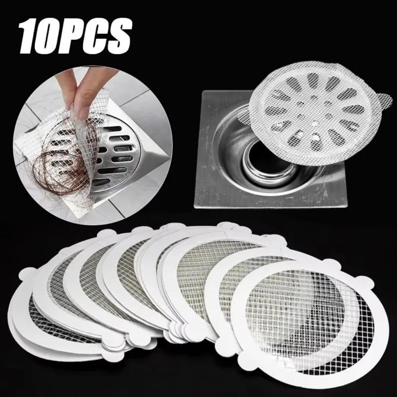 New Disposable shower drain net stickers Bathroom Floor Drain Strainer Hair Catcher mesh tape Kitchen Sink Sewer Outfall Stopper