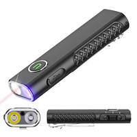 UltraFire S3 1200 Lumens Mini Flat EDC Flashlight Small USB C Rechargeable Compact Pocket Torch with White LED UV Light Red Beam