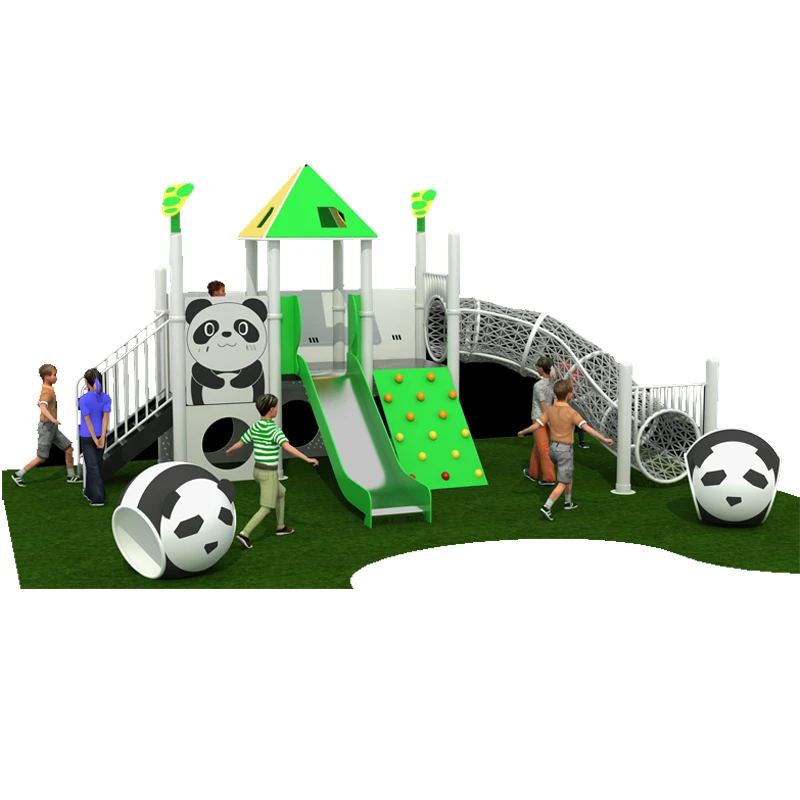 EO-PE Board Combination Slide Kindergarten Children Panda Theme Artificial Board Outdoor Slide Amusement Equipment&