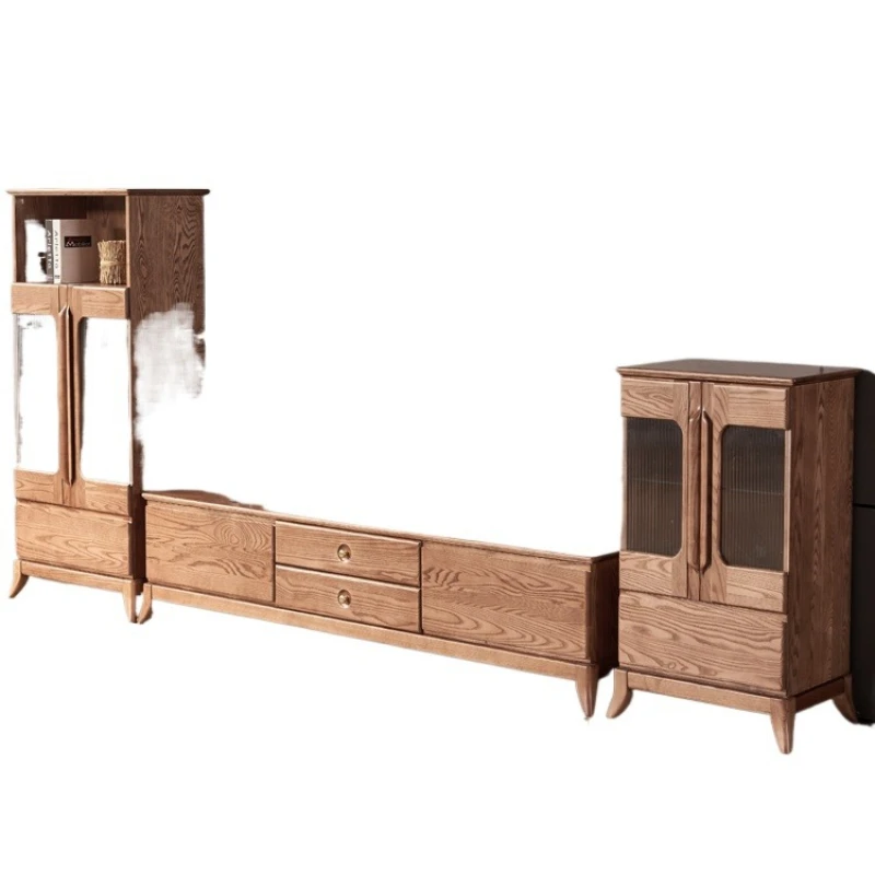 

Современная китайская гостиная, скандинавский ясень, полностью из массива дерева без вспомогательных материалов, высококачественный журнальный столик, комбинация ТВ-шкафа