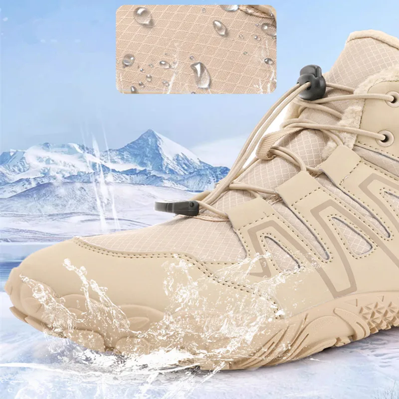 Herren Winter Schneeschuhe barfuß lässig Wanderschuhe Outdoor-Stiefel für Frauen Stiefeletten Plüsch warme Schneeschuhe Unisex