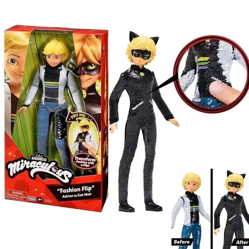 In Stock 27cm Miraculous Anime Figures Tales Of Ladybugs Mister Bug Marinelles Cat Noir Action Movable Joint Model Toy Girl Gift