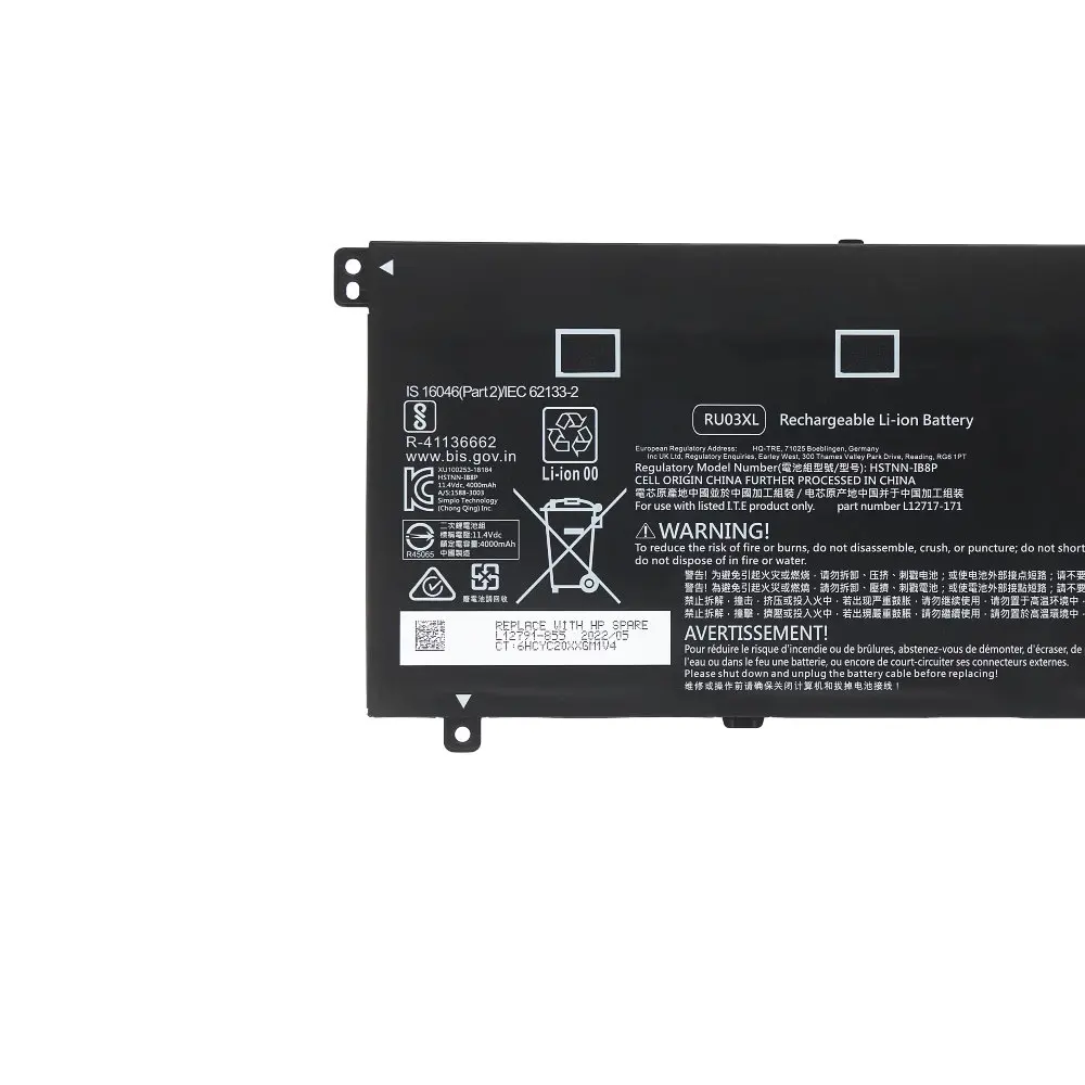 NEW 48WH RU03XL Laptop Battery For HP ProBook X360 11 G3 G4 G5 G6 440 G1 Series HSTNN-LB8K HSTNN-UB7P HSTNN-IB8P L12791-855