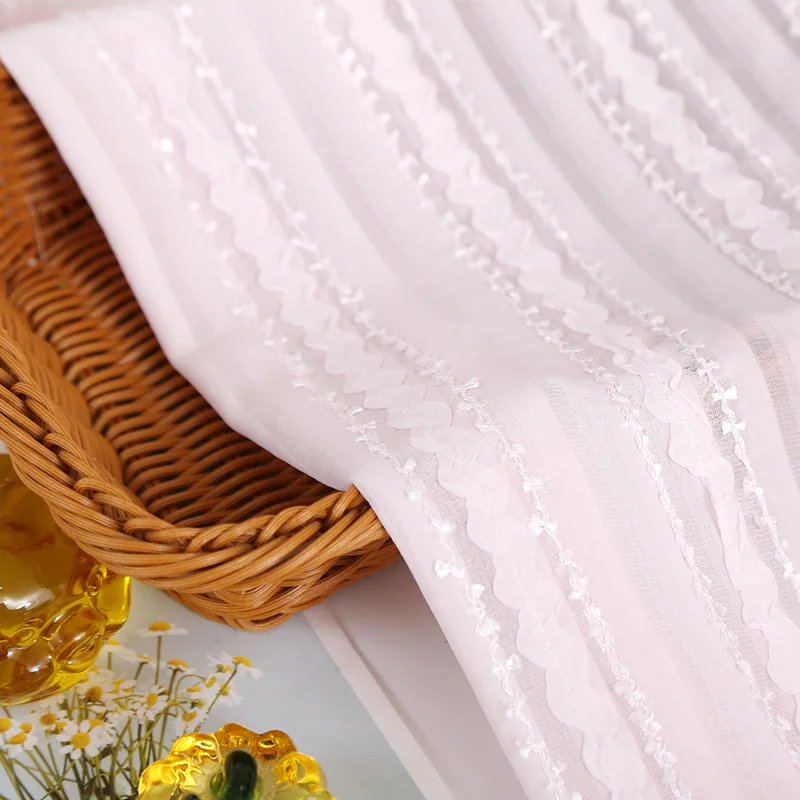 

Candy Color Striped Embroidery Dress Lace Fabric Window Screen Decorative Embroidery Clothing Fabric