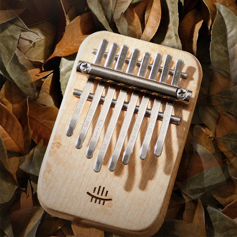 HLURU Mini Kalimba 8 Keys Thumb Piano Full Veneer Solid Wood Maple Wood Kalimba Finger Piano Beginners Keyboard Instrument