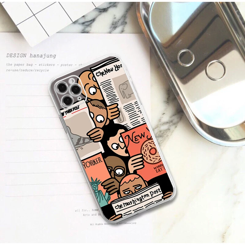 Lustige Bildansicht Zeitung New York Times iPhone 11 12 13 Pro Max X XS XR 7 8 Plus Klare, stoßfeste Linse, weiche Hülle
