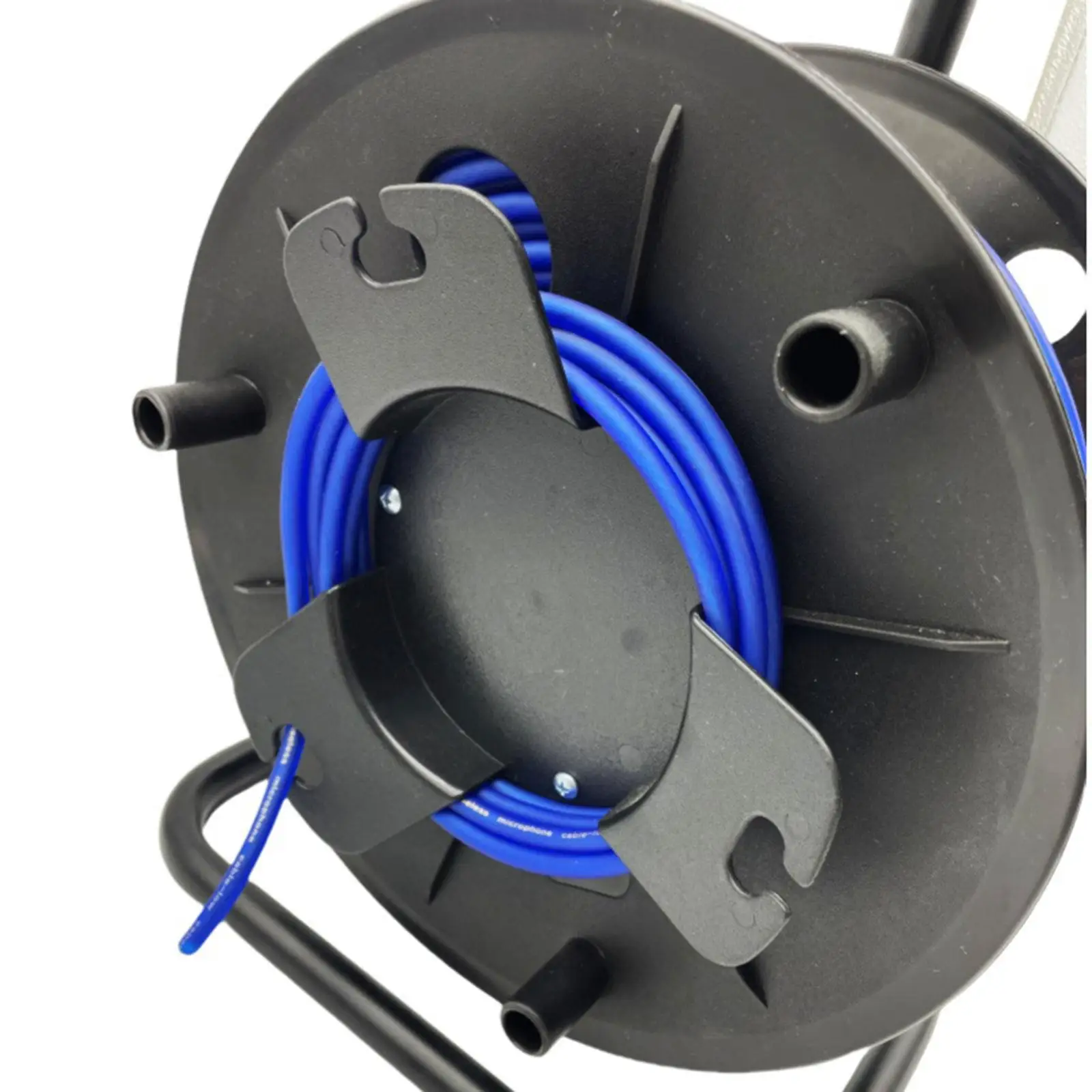 Cord Reel with Metal Handle Portable Cable Organizer Blue Plastic for Workshop Outdoor Storage