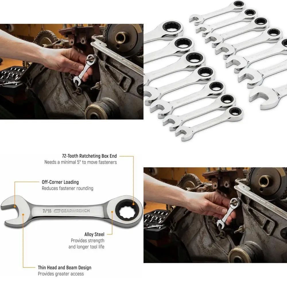 

14 Pc. 12 Point Stubby Ratcheting SAE/Metric Combination Wrench Set - 85206