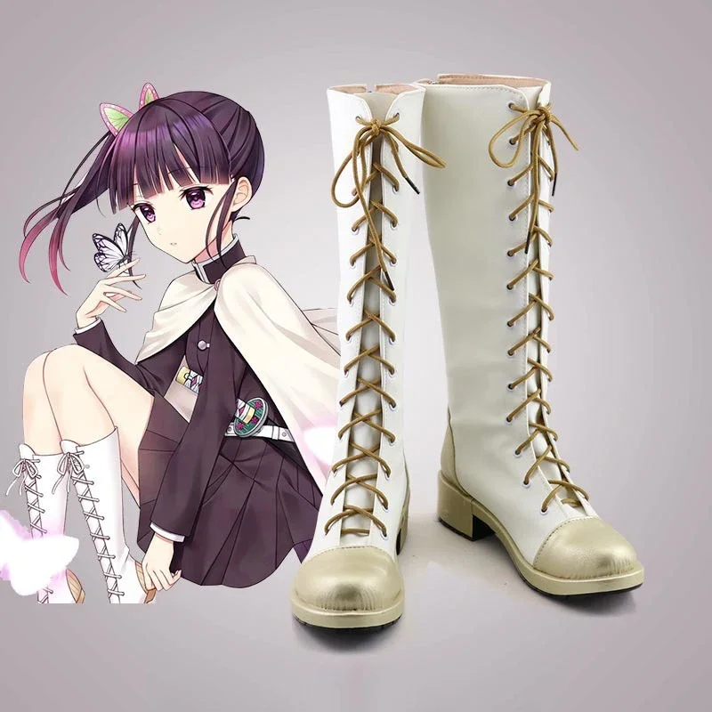 Anime demon slayer Corps kisatsutai Kanao tsuyuri cosplay shoes Elaina Pu boots leather high heels Halloween party costume ACC