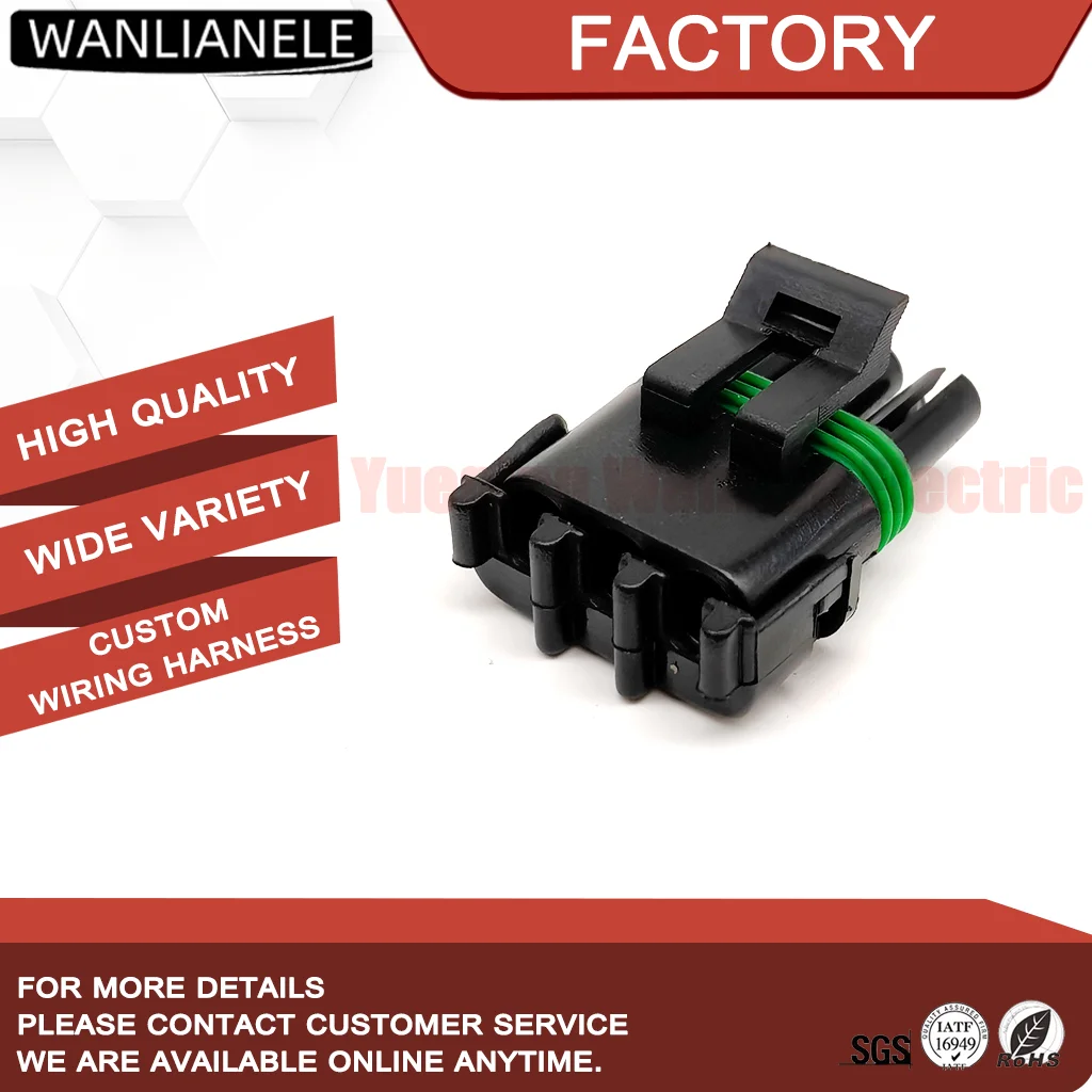 50 Sets 12015793 3 Pin Female Connector Weather Pack Sealed IP67 Fit GM MAP TPS Sensor Harness Black