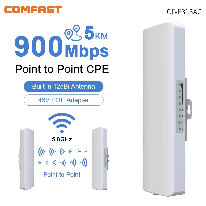 

5ghz Outdooor Wifi Repeater 900Mbps WiFi Bridge 5KM Long Range Extender AP Access Point Client Router CF-E313AC WIFI CPE bridge