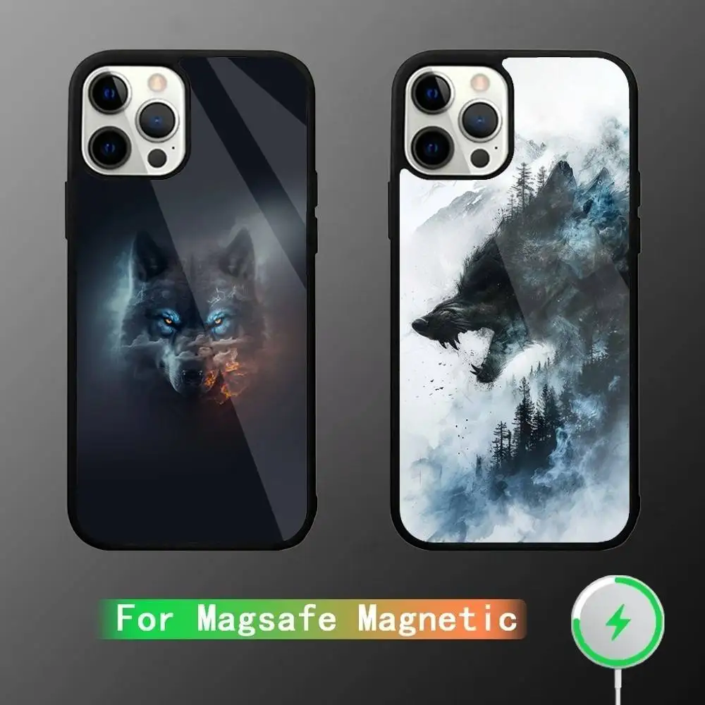 

The Wolf Phone Case For iPhone 16,15,14,13,12,11,Pro,Max,Plus,Mini,SE New Magsafe Magnetic Wireless Charging