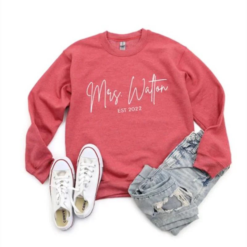 Custom Mrs Sweatshirt, Mrs Personalized Last Name Sweatshirt, Bride to be Gift, Custom Bridal Gift, Future Mrs, Gift for Bride