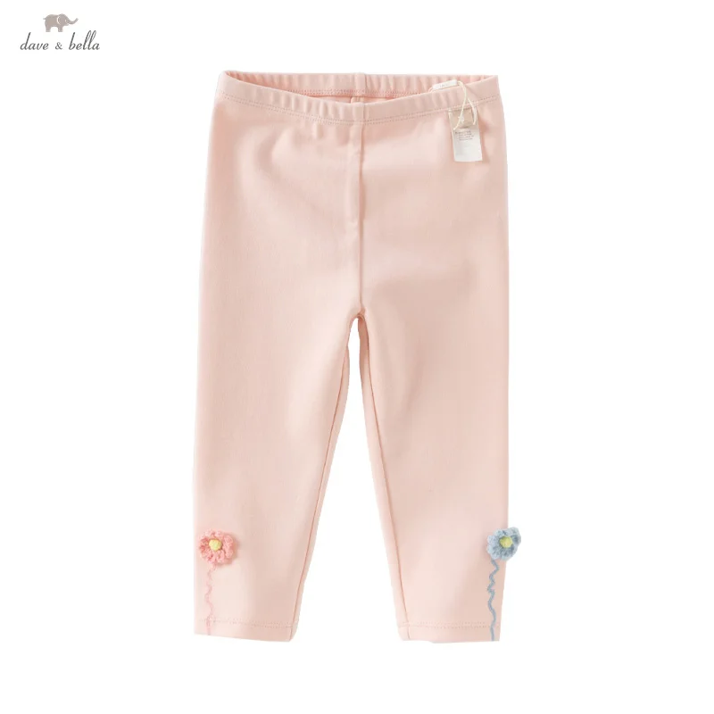 Dave Bella pantalones para niños 2025 primavera niñas moda Casual cómodo Floral niños elásticos Leggings pantalones al aire libre DB 1250630