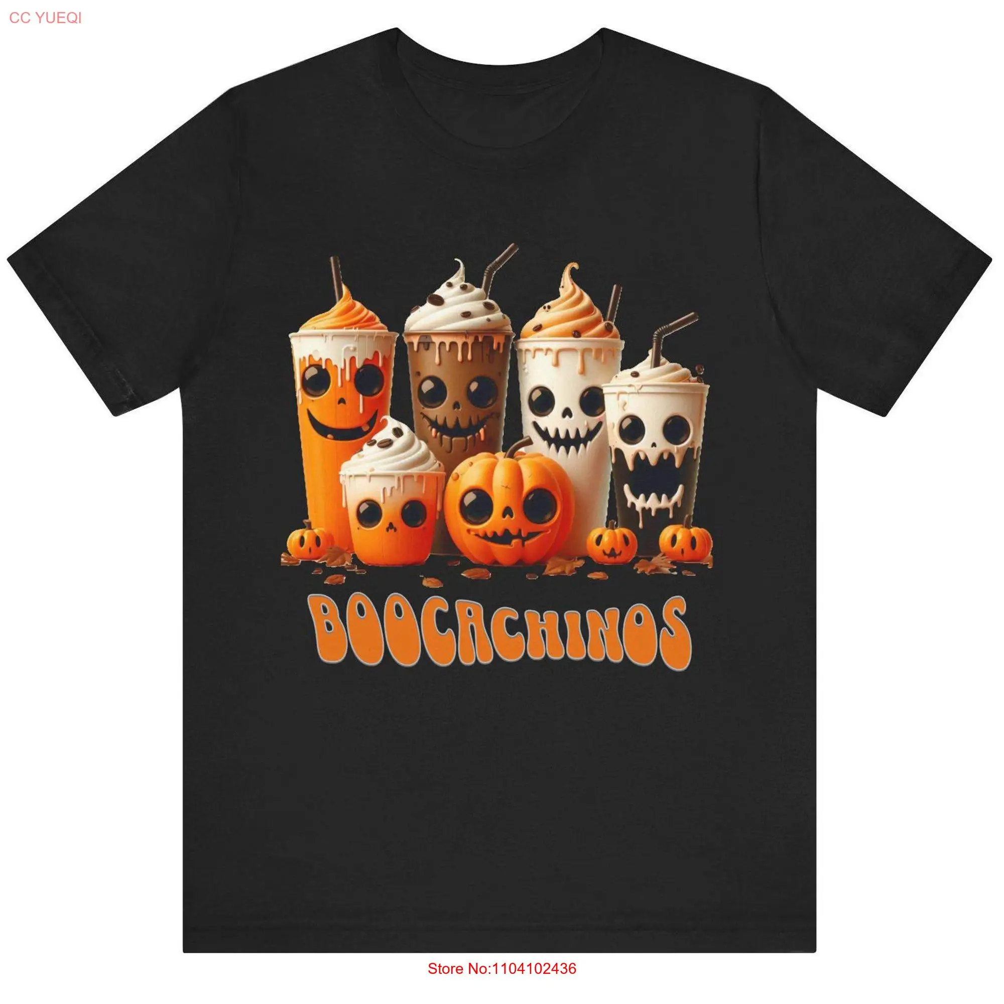 Boochachinos T Shirt Cute Coffee Halloween Funny Faces Birthday Autumn Fall Workplace Trick or Treat Neighbor