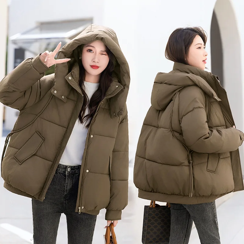 

Winter Jacket Women 2024 New Outerwear Korean Clothes Women Coat Hooded Cotton Parkas Ladies Quilted Coat Streetwear Outerwear