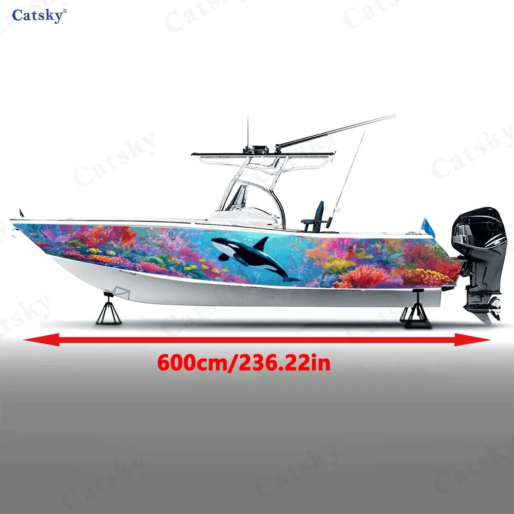 2pcs The Underwater World Boat Body Sticker | Self-Adhesive Easy-Apply PVC, High Definition Printing, Waterproof Vinyl Decal