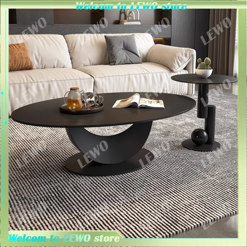 

Luxury Clear Coffee Table Magizines Minimalist Oval Black Coffee Tables Nordic Authentic Glam Tavolo Salotto House Furniture