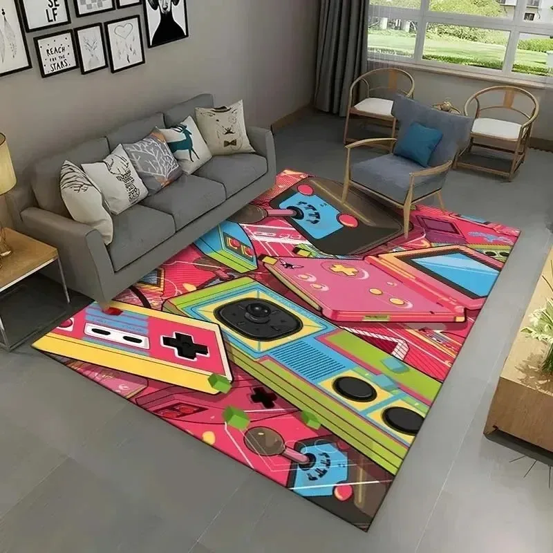 Vintage Game Console Floor Mat for Boys Room Non-Slip Soft Carpet for Living Room Kids  Bedroom Doormat Stylish Home Décor Rug