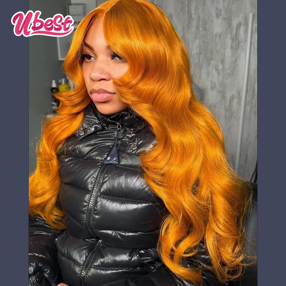 13X6 13X4 Transparent Lace Front Body Wave Wig 100% Human Hair Ginger Orange Colored 5X5 Closure Wig Pre Plucked For Women