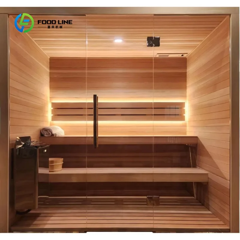 Customized Indoor Traditional Dry Sauna Home Spa Hemlock with Glass Door Electric Heater Solid Wood Material