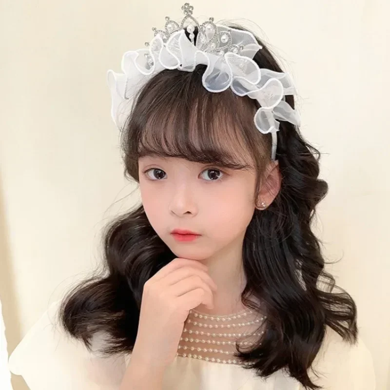 

Elegant Sweet Crown Princess Hair Band for Kids Girl Cute Crown Pearl Hair Hoop Birthday Party Children Headwear Accessories