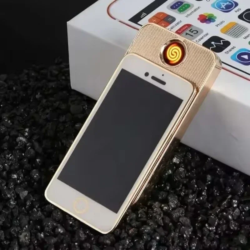 Mini Portable USB Charging Silent Windproof Lighter Metal Sliding Ignition Can Be Placed in Cigarette Box Lighter Men's Gift