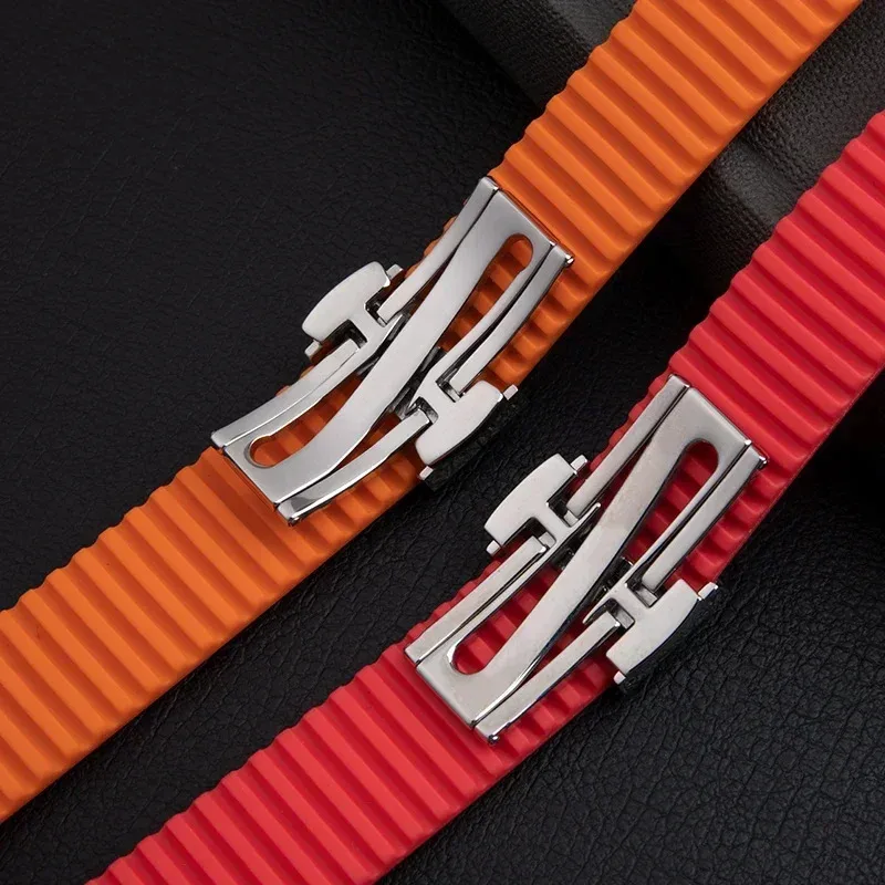 New Soft 21mm Liquid Rubber Watchband For Patek strap Aquanaut Philippe Series 5164a 5167a Watch band Belt  Metal Pin Connection