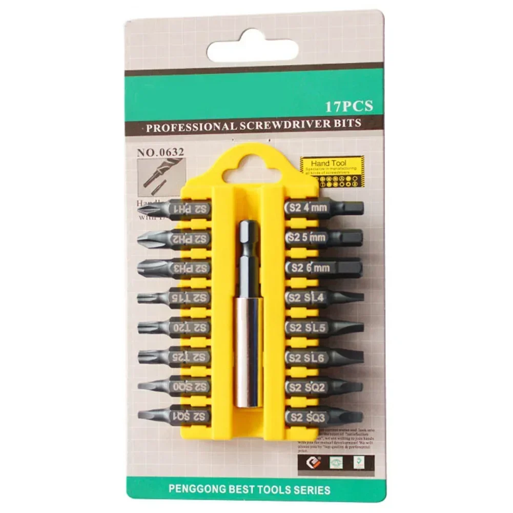 17pcs Screwdriver Bits Set Security Tamper Proof Torx Hex Star Bit Screwdriver Bit Magnetic Holder Screw Driver Bits Repair Tool