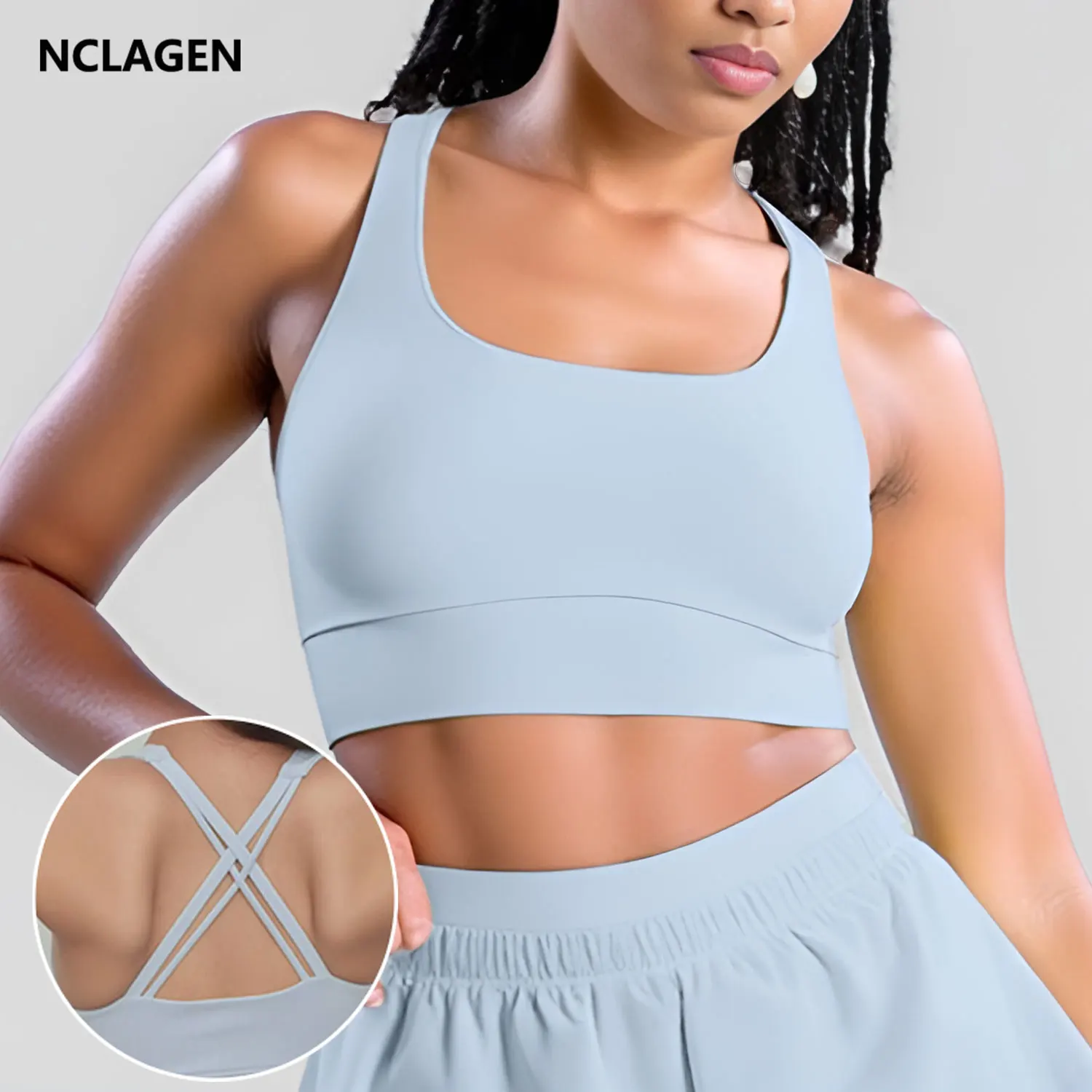 

NCLAGEN Sports Bra High Impact Support Back Cross Gym Clothes Women Push-up Running Underwear Quick Dry Workout Yoga Crop Top