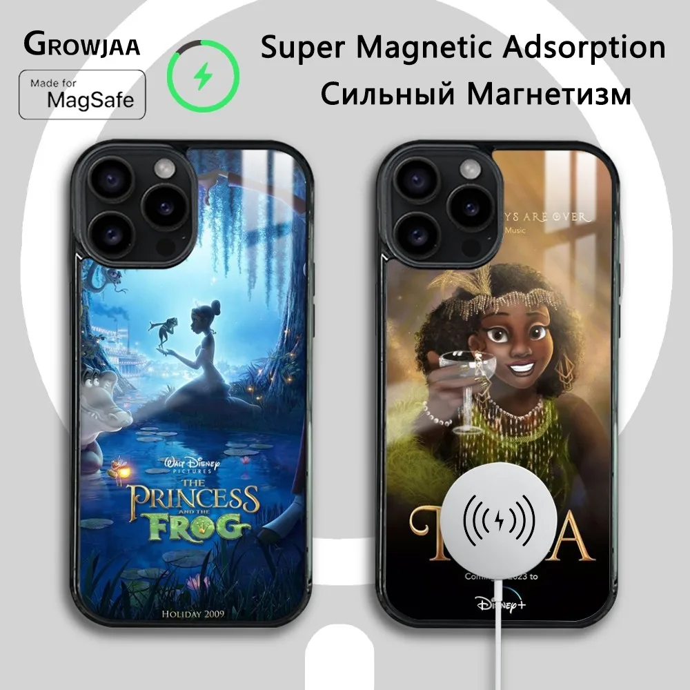  Cartoon The Princess and the Frog Phone Case For iPhone 15 14 13 12 11 Pro Max Plus Mini Mirror Wireless Magnetic Funda