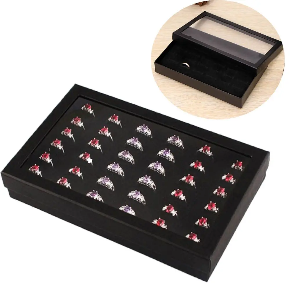 Transparent Window Display Portable Practical Jewelry Packaging Box 36 Slots Jewelry Organizer Holder Luxury Ring Storage Case