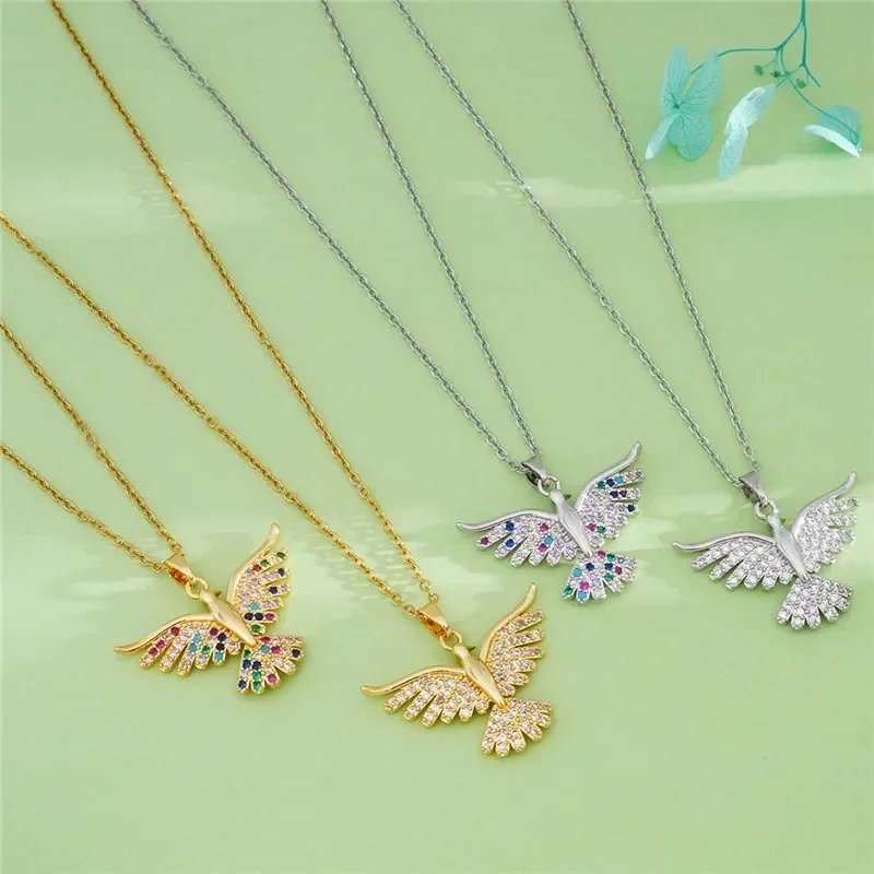 Fashion Graces Phoenix Zircon Pendant Necklace Stainless Steel Chains High Grade Bird Choker Jewelry Party Gift For Women Girls